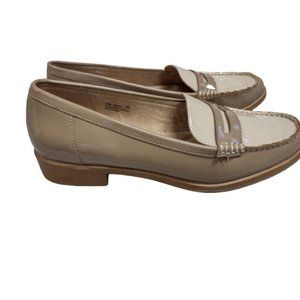 Aerosoles Womens Tan Leather Moc Toe Slip On Loafers Shoes Size 10 M